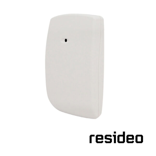 SENSOR DE ROTURA DE CRISTAL RESIDEO 5853 INALAMBRICO/ SENSIBILIDAD SELECCIONABLE/ DISEÑO ELEGANTE/ BATERIAS FACILMENTE REEMPLAZABLES/ COLOR BLANCO/ MONTAJE EN PARED O TECHO/ RANGO DE DETECCION DE HASTA 7.62MTS / INCLUYE BATERIA