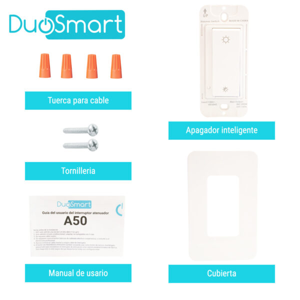 SWITCH APAGADOR CON REGULADOR DE INTENSIDAD WIFI 2 SWITCH APAGADOR CON REGULADOR DE INTENSIDAD WIFI 2.4 GHZ DIMMER DUOSMART A50 COMPATIBLE CON ALEXA Y GOOGLE HOME CON TEMPORIZADORES COMPATIBLE CON ESCENAS DE AUTOMATIZACION EN CONJUNTO CON OTROS DISPOSITIVOS