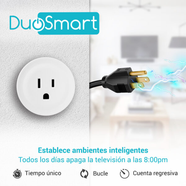 CONTACTO ELECTRICO DE SOBREPONER WIFI DUOSMART B30 FUNCION ON/OFF WIFI 2 CONTACTO ELECTRICO DE SOBREPONER WIFI DUOSMART B30 FUNCION ON/OFF WIFI 2.4 GHZ COMPATIBLE CON APP DUOSMART CON FUNCION CON CONSUMO DE ENERGIA