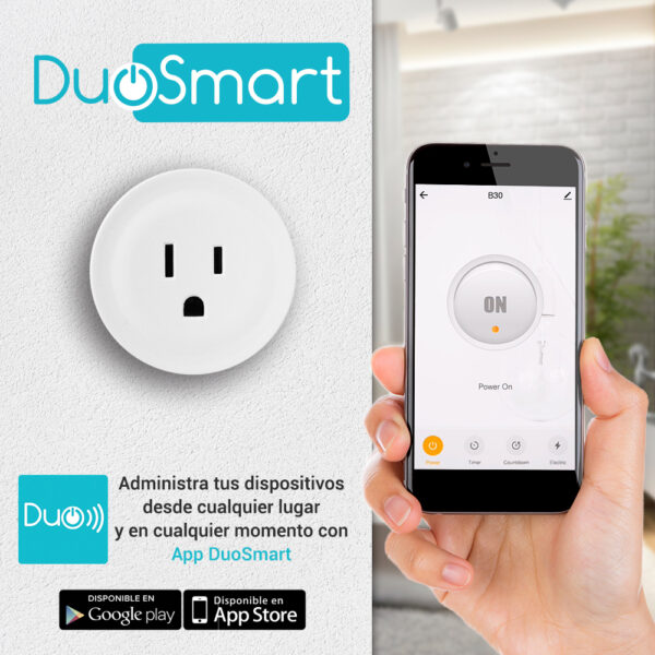 CONTACTO ELECTRICO DE SOBREPONER WIFI DUOSMART B30 FUNCION ON/OFF WIFI 2 CONTACTO ELECTRICO DE SOBREPONER WIFI DUOSMART B30 FUNCION ON/OFF WIFI 2.4 GHZ COMPATIBLE CON APP DUOSMART CON FUNCION CON CONSUMO DE ENERGIA