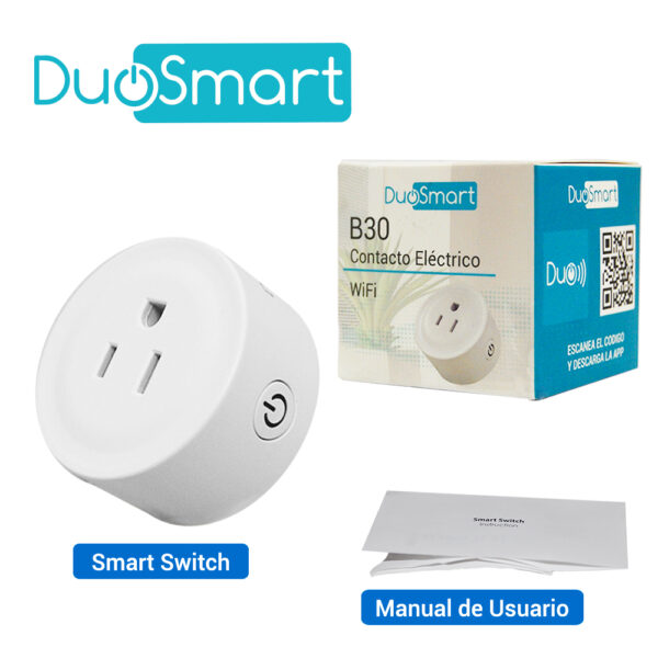 CONTACTO ELECTRICO DE SOBREPONER WIFI DUOSMART B30 FUNCION ON/OFF WIFI 2 CONTACTO ELECTRICO DE SOBREPONER WIFI DUOSMART B30 FUNCION ON/OFF WIFI 2.4 GHZ COMPATIBLE CON APP DUOSMART CON FUNCION CON CONSUMO DE ENERGIA