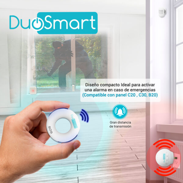 BOTON DE PANICO RF SERIE C DUOSMART CPM1 -COMPATIBLE CON PANELES B20 C10 C20 Y C30-NO INCLUYE BATERIAS