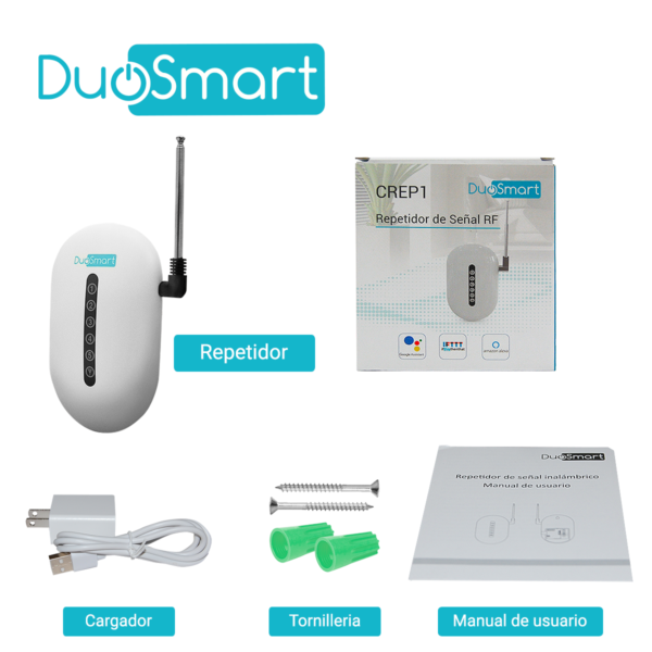 REPETIDOR DE SEÑAL RF 433 REPETIDOR DE SEÑAL RF 433.92 DUOSMART CREP1 **COMPATIBLE CON PANELES Y SENSORES SERIE C**