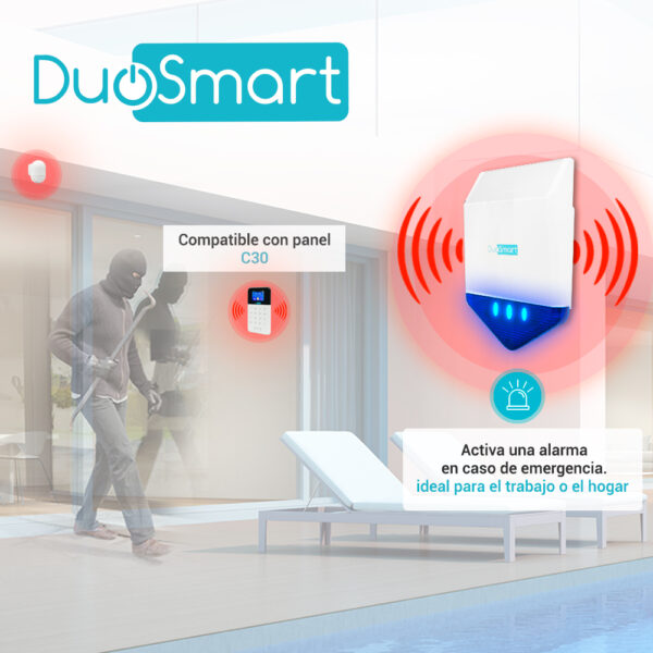 SIRENA/ESTROBO INALAMBRICA RF DUOSMART CSIREN1 **COMPATIBLE CON PANEL C30**