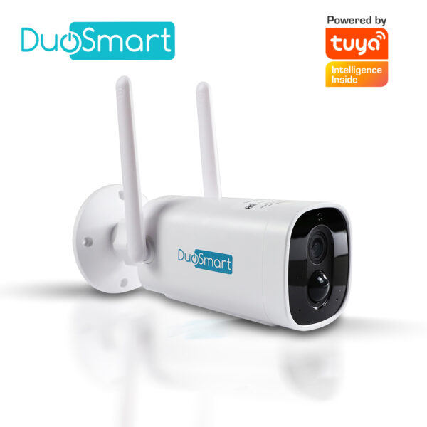 CAMARA INTELIGENTE 100 POR CIENTO INALAMBRICA DUOSMART E41 WIFI 2.4 GHZ 3MP COMPATIBLE CON APP DUOSMART CON BATERIA RECARGABLE INTEGRADA DE LARGA DURACION CON AUDIO BIDIRECCIONAL GRABACION POR DETECCION DE MOVIMIENTO EN MICROSD DE HASTA 128GB (NO INCLUIDA)