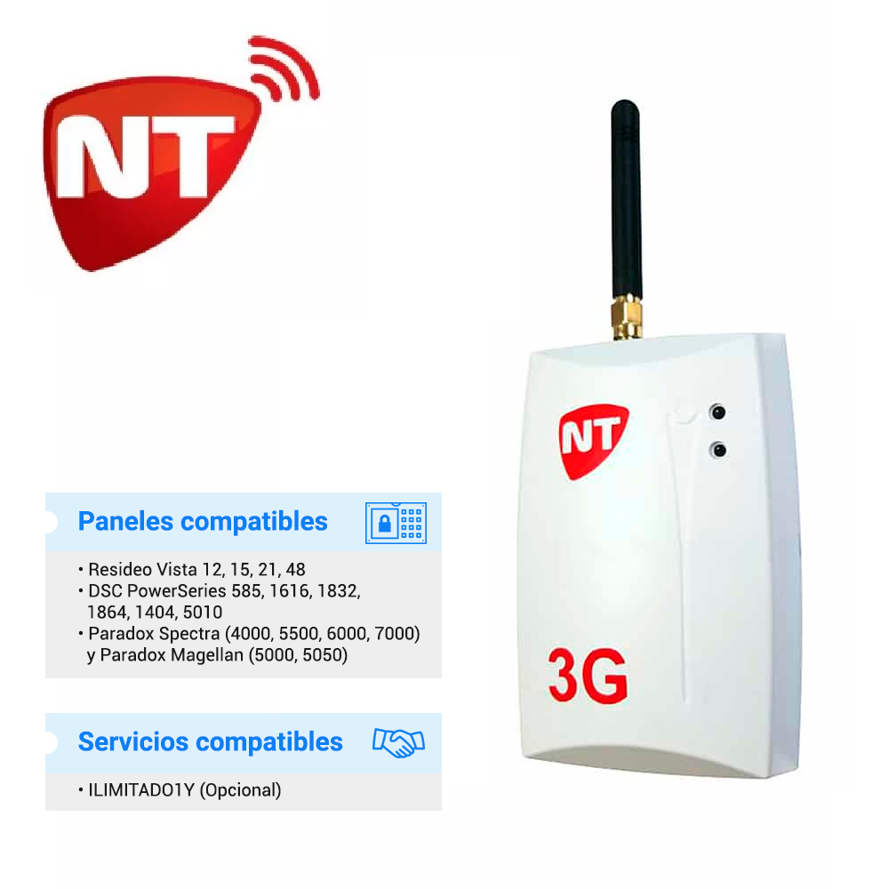 COMUNICADOR 3G NETIO / NT-LINK 3G PARA PANELES DE ALARMA DSC, HONEYWELL Y PARADOX CON CONEXION POR BUS DE DATOS / ACTIVACION Y DESACTIVACION DE PANEL CON APP / TECLADO VIRTUAL A DISTANCIA