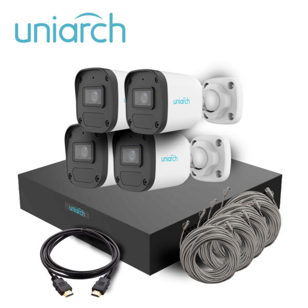 KIT MINI FIXED BULLET UNIARCH IPKIT-108S-4BC / 4CAMARAS-MINI- BULLET-2MP / IPC-B132-AF28-E / ULTRA265 / FULL-HD / LENTE 2.8 MM / DWDR / 30MIR MICROFONO INTEGRADO / HUMAN BODY DETECTION 2 KIT MINI FIXED BULLET UNIARCH IPKIT-108S-4BC / 4CAMARAS-MINI- BULLET-2MP / IPC-B132-AF28-E / ULTRA265 / FULL-HD / LENTE 2.8 MM / DWDR / 30MIR MICROFONO INTEGRADO / HUMAN BODY DETECTION 2.0 / DETECCION DE AUDIO / POEAF / IP67 / 1-NVR-108S3-P8-E / HASTA-6MP / SOPORTA-HASTA-6TB / 2USB / HDMI/VGA-SIMULTANEOS / 4-PUERTOS-POE / 4-CABLES-UTP-18M / 1-CABLE-HDMI-2M / ONVIF / NDAA
