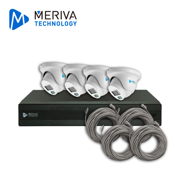 KIT DE VIDEOVIGILANCIA IP MERIVA TECHNOLOGY MKIP2MP-4T-8P 4 CÁMARAS TURRET IP MTD-203D DE 2MP LUZ DUAL CON MICROFONO INTEGRADO MIA 2.0 VIDEO ESTRUCTURADO - NVR MNVR-1788-8P CON POE INTEGRADO 8 CANALES / MIA 2.0 / LPR / ALMACENAMIENTO HASTA 10TB - 8 POE