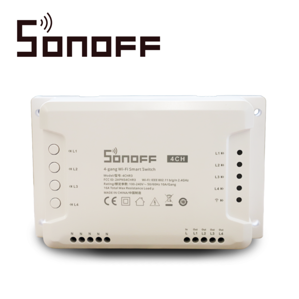 INTERRUPTOR ON/OFF SONOFF 4CH R3 SMART INALAMBRICO WIFI PARA SOLUCION DE SMART HOME CON TEMPORIZADOR Y MONTAJE DIN RAIL PARA IOS Y ANDROID COMPATIBLE CON ALEXA/GOOGLE HOME/NEST/IFTTT 4CH WIFI 2 INTERRUPTOR ON/OFF SONOFF 4CH R3 SMART INALAMBRICO WIFI PARA SOLUCION DE SMART HOME CON TEMPORIZADOR Y MONTAJE DIN RAIL PARA IOS Y ANDROID COMPATIBLE CON ALEXA/GOOGLE HOME/NEST/IFTTT 4CH WIFI 2.4GHZ HASTA 10AMP POR CANAL, 16AMP TOTALES