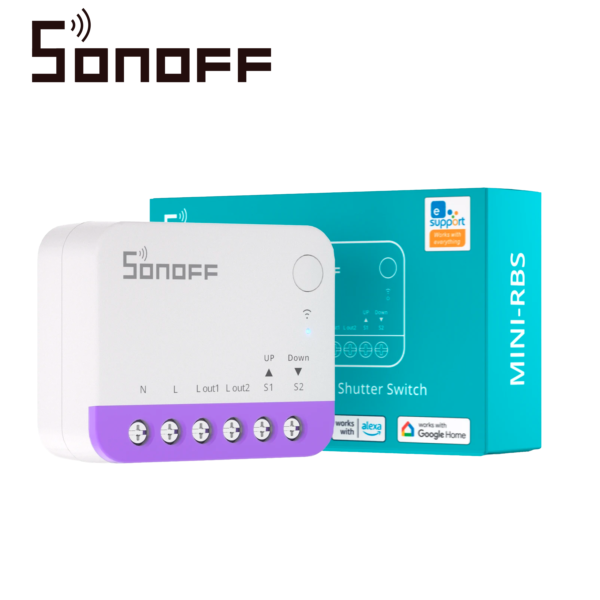 MINI INTERRUPTOR ON/OFF WIFI PARA PERSIANAS SONOFF MINI-RBS COMPATIBLE CON GOOGLE HOME/ ALEXA/APPLE HOME / MATTER / CONTROLABLE DESDE LA APP / WIFI 2.4 GHZ/ CARGA DE 1 AMP MAXIMO