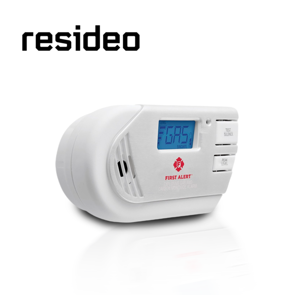 DETECTOR DE GAS EXPLOSIVO RESIDEO BRK 1039760 / BLANCO / DETECCION DE GAS METANO GAS PROPANO Y MONOXIDO DE CARBONO / BATERIA REEMPLAZABLE / PANTALLA DIGITAL / 120 VCA / SIRENA INTEGRADA DE 85 DB
