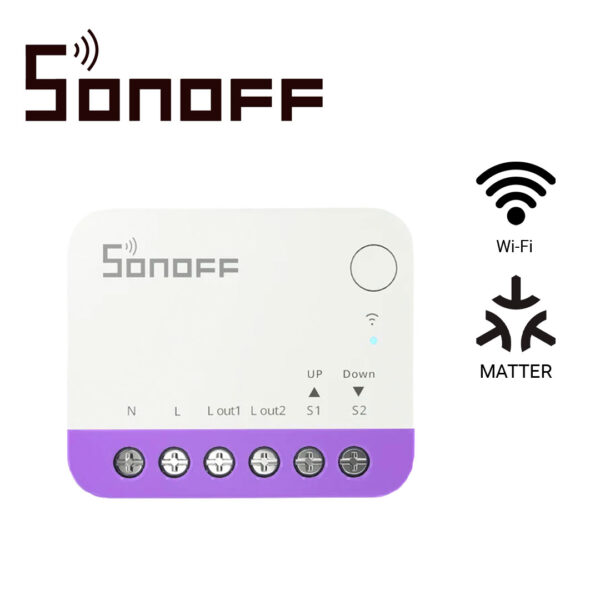 MINI INTERRUPTOR ON/OFF WIFI PARA PERSIANAS SONOFF MINI-RBS COMPATIBLE CON GOOGLE HOME/ ALEXA/APPLE HOME / MATTER / CONTROLABLE DESDE LA APP / WIFI 2.4 GHZ/ CARGA DE 1 AMP MAXIMO