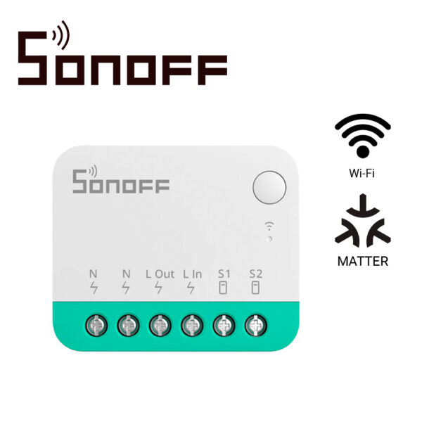 MINI INTERRUPTOR INWALL ON/OFF SONOFF MINIR4M / WIFI 2 MINI INTERRUPTOR INWALL ON/OFF SONOFF MINIR4M / WIFI 2.4GHZ/ MATTER / CONTROLA UN APAGADOR / SOLUCION DE SMART HOME / COMPATIBLE CON GOOGLE HOME / ALEXA / APPLE HOME /CORRIENTE MAXIMA 10 AMP