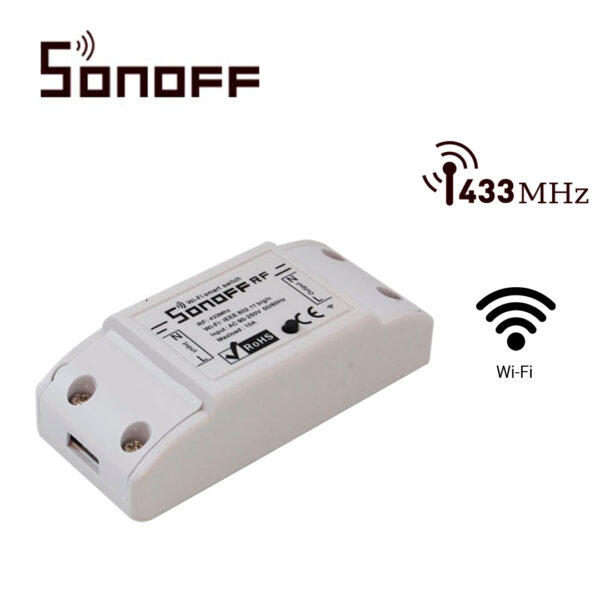 INTERRUPTOR ON/OFF SONOFF RF SMART INALAMBRICO WIFI PARA SOLUCION DE SMART HOME CON TEMPORIZADOR PARA IOS Y ANDROID COMPATIBLE CON ALEXA/GOOGLE HOME/NEST/IFTTT 1CH WIFI 2.4GHZ HASTA 10AMP SOPORTA CONTROL REMOTO PARA INTERIOR DE 433MHZ (MODELO REMOTE433 NO INCLUIDO)